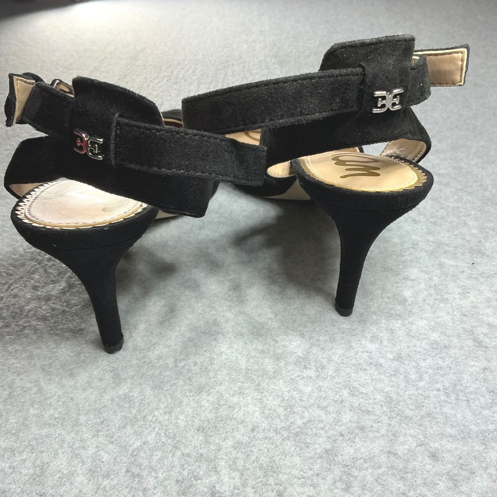 Sam Edelman Jelena Black Suede Ankle Strap Kitten Heel Pumps 7.5M - Picture 3 of 8